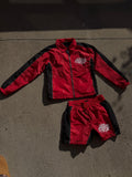 Red Windbreaker Short Set