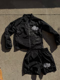 Black Windbreaker Short Set